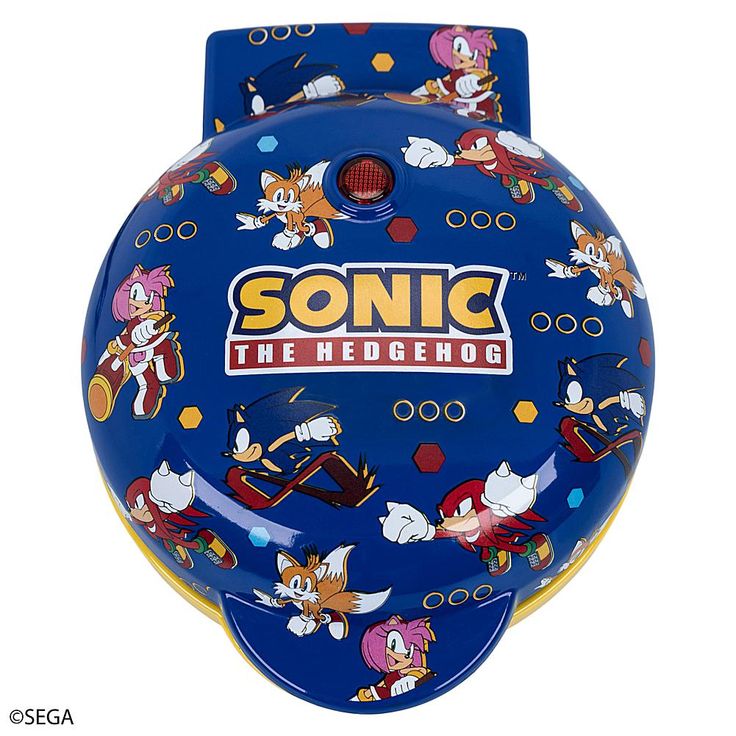 sonic the hedgehog children's toilet seat cover in blue with cartoon characters on it