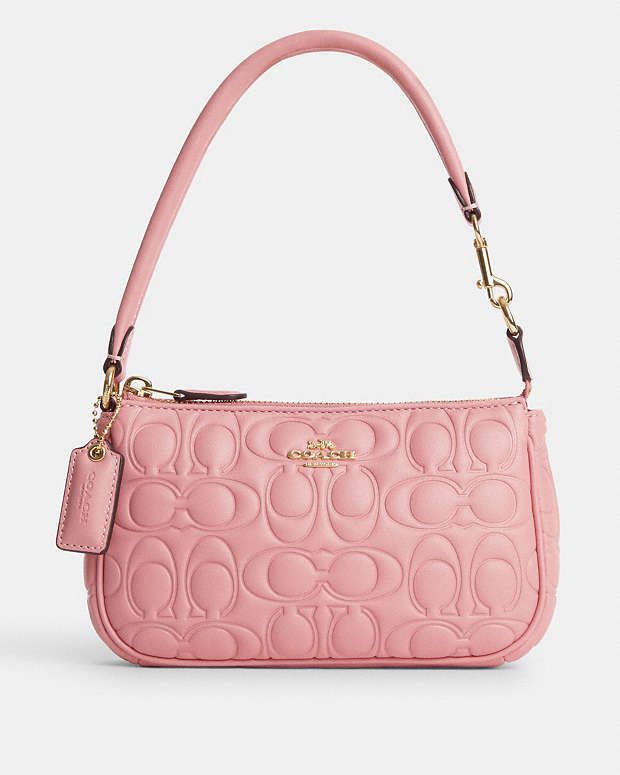 COACH® | Nolita 19 With Signature Coach Leather Evening Wallet, Coach Leather Wallet For Evening, Textured Leather Evening Wallets, Coach Bags Pink, Purses Aesthetic, Tas Coach, Crochet Pouches, Coach Nolita 19, Coach Nolita