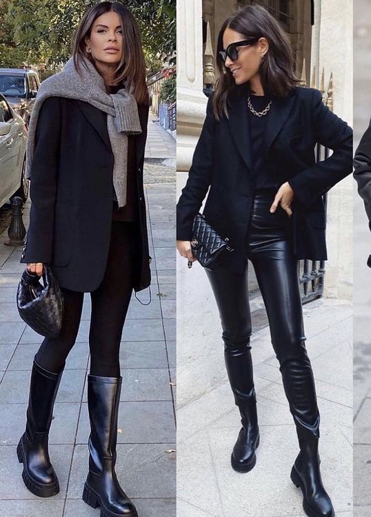 Lederhosen Outfit, Look Boho Chic, Look Legging, Women In Black, Black Outfits, Black Leather Pants, Mode Casual, Looks Street Style, Fashion Mistakes