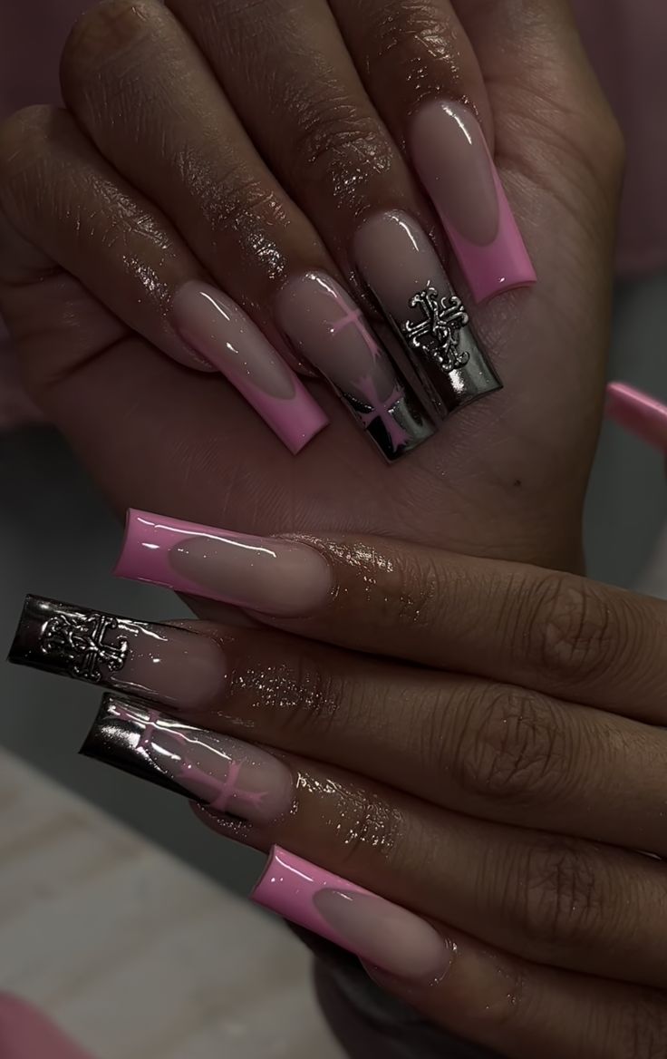 Extra Baddie Nails, Medium Long Nails, Nails Sets, Acrylic Nails Nude, December Nails, Hard Nails, Baddie Nails, Ombre Acrylic Nails, Colored Acrylic Nails