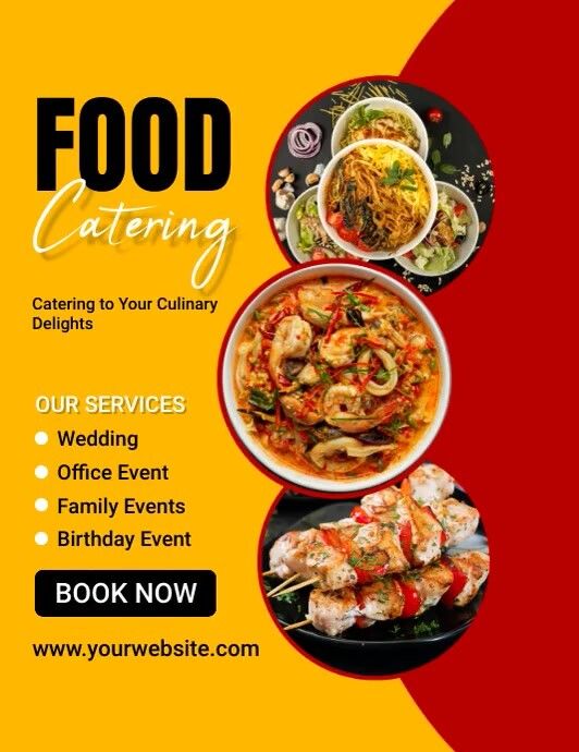 the food catering flyer is shown