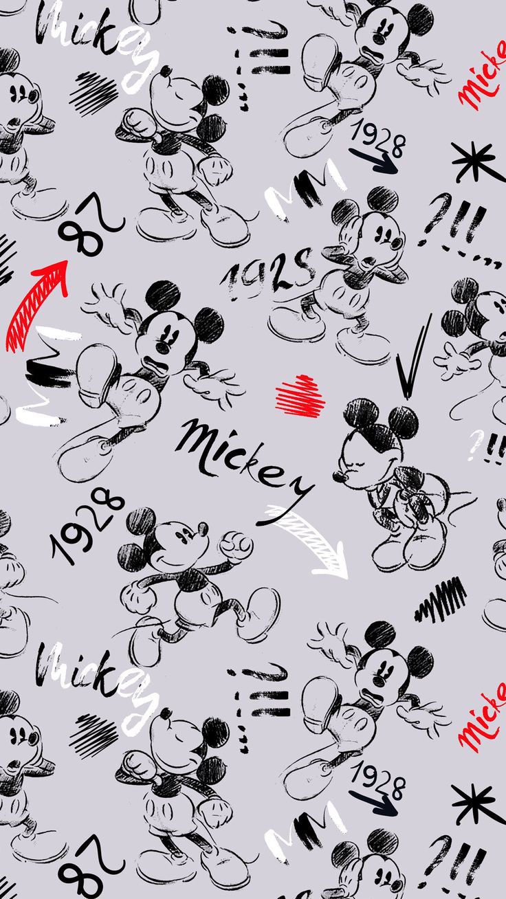 the mickey mouse wallpaper has many different designs on it, including numbers and symbols