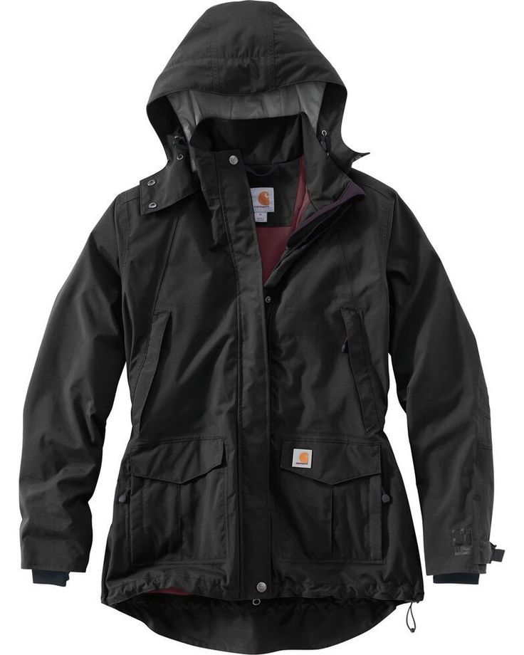 a424ed4bd3a7d6aea720b86d4a360f75desc34989996ri Summer Coat, Hooded Rain Jacket, Carhartt Womens, Carhartt Women, Plus Size Coats, Work Jackets, Black Media, Winter Collection, Rain Jacket