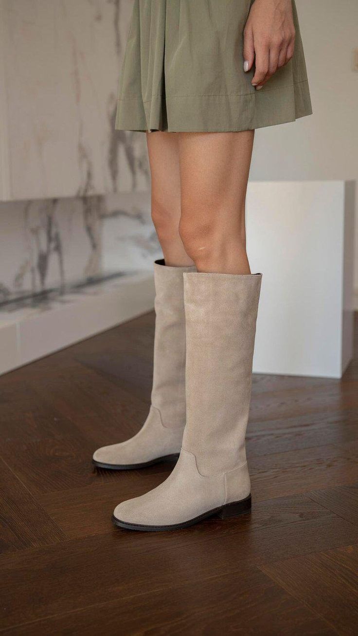 Mold: Standard / Full Mold  Base TPU Sole Material: Genuine leather Heel Height 3 cm Length: 40 cm excluding heel  Diameter: 36 cm Beige Leather Mid-calf Boots High Ankle, Fitted Beige Mid-calf High Ankle Boots, Winter Beige Mid-calf Boots Medium Width, Beige Leather High Heel Mid-calf Boots, Beige Suede Boots, Beige Knee-high Boots Medium Width, Boots Low Heel, Thick Heel Boots, Boots Thick