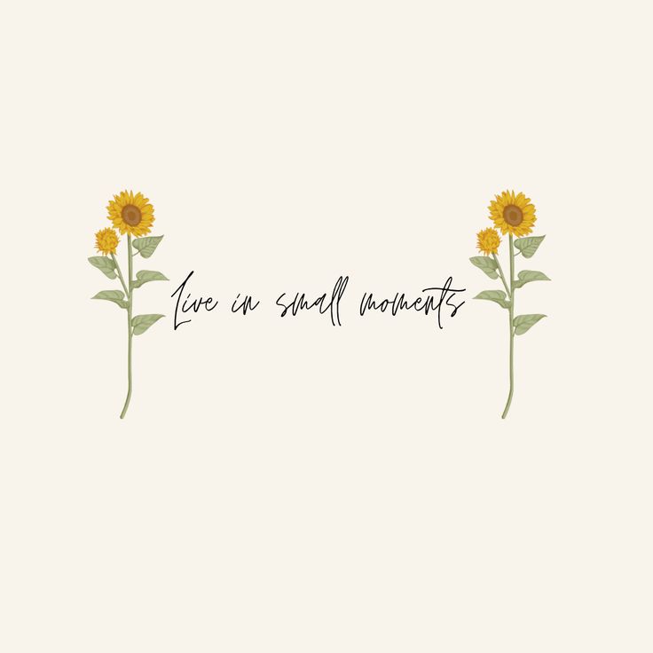 two sunflowers with the words live in small moments