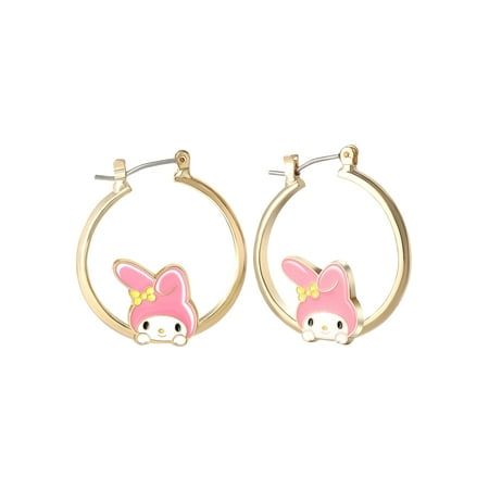 Discover whimsical charm with the My Melody Enamel Hoop Earrings, showcasing one of Sanrio's beloved characters in vibrant, multicolored enamel. These adorable hoop earrings are the perfect accessory for anyone who adores My Melody and wants to add a playful touch to their wardrobe. Crafted under official license, these earrings are made from high-quality imitation yellow gold metal, ensuring durability and a luxurious look without the hefty price tag. Designed for both style and comfort, the hoop earrings feature a secure latch back closure, making them easy to wear throughout the day. Whether you're dressing up for a special occasion or adding a touch of fun to your everyday attire, these earrings are a delightful choice. Embrace the cuteness and nostalgia of My Melody with these charmin Sanrio My Melody, Adore Me, My Melody, Price Tag, Types Of Metal, Womens Watches, Gold Metal, Women's Earrings, Jewelry Watches