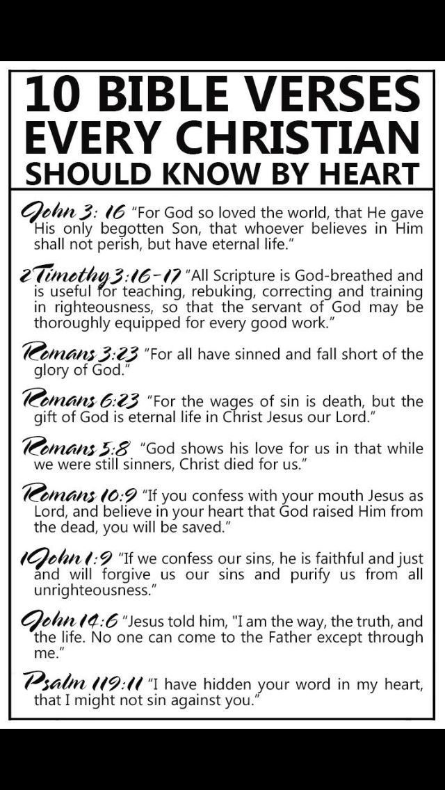 the ten bible verses every christian should know by heart, with text overlaying it