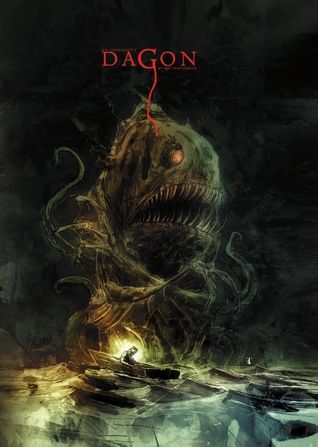 the movie poster for dagon, featuring an octopus with its mouth open and eyes wide open