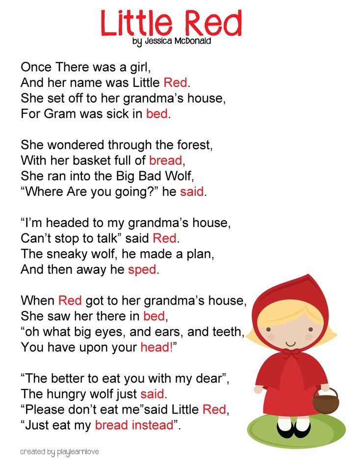 the poem for little red is written in english