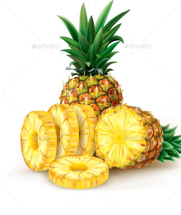 pineapple sliced in half and whole on white background - food objects