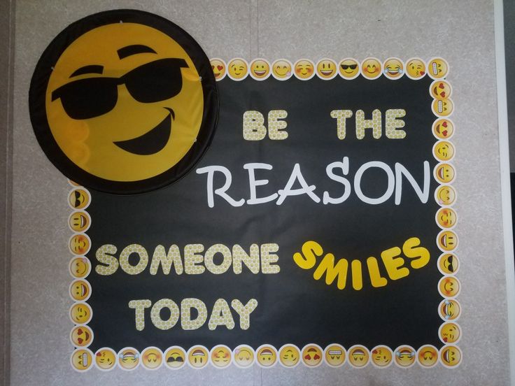 a sign that says be the reason someone smiles today with smiley faces and sunglasses on it