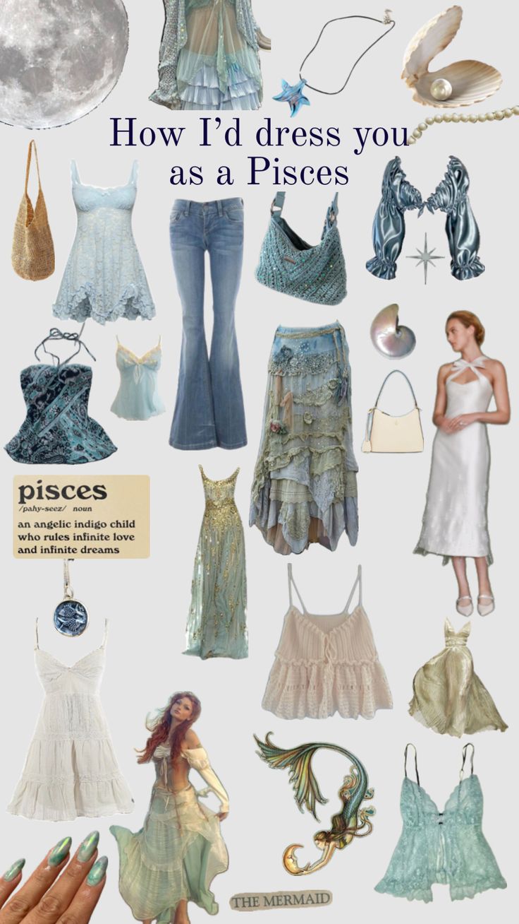 #pisces #outfit #aesthetic Ethereal Aesthetic Outfits, Zodiac Clothes, Venus In Pisces, Pisces Girl, Venus Fashion, Spirit Clothing, Dress Aesthetic, Outfit Aesthetic, Dream Clothes