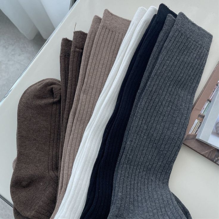 Material: Cotton Aesthetic Knit, Off White Fashion, Thigh High Stockings, Long Socks, Winter Warmers, Calf Socks, Knitting Girls, Knee Socks, Retro Aesthetic