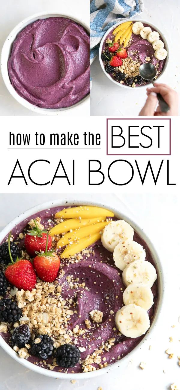 the cover of how to make the best acai bowl with fruit and berries in it