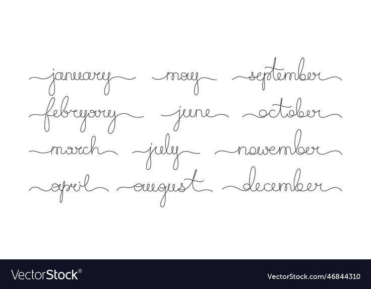 handwritten words in different languages on a white background with the text january, may, october