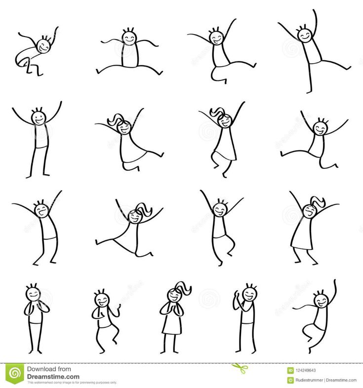 cartoon people doing different poses and gestures stock photo - image 349874