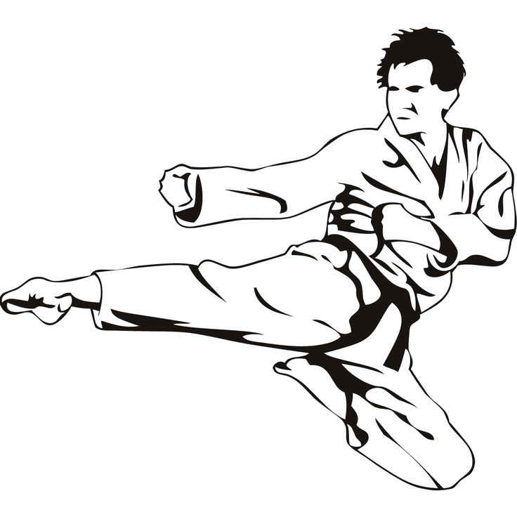 a black and white drawing of a man kicking a soccer ball with his leg in the air