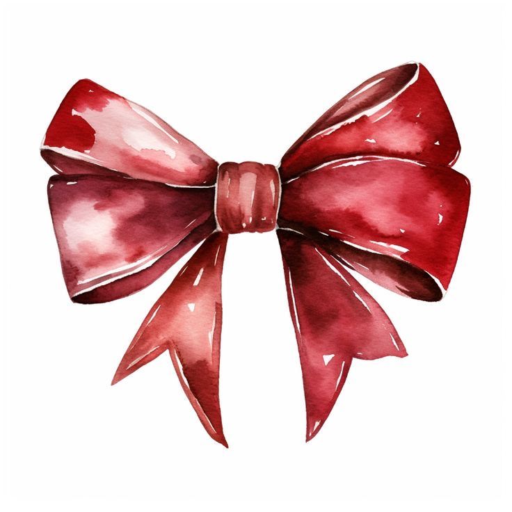 a watercolor drawing of a red bow