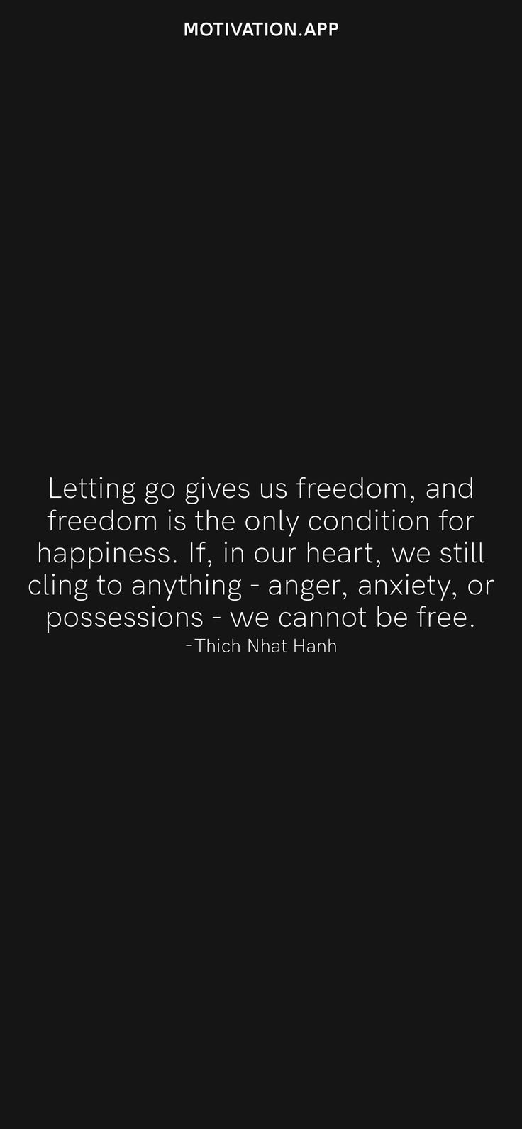 a black and white photo with the quote letting go gives us freedom, and peace