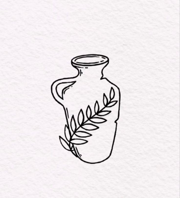 a black and white drawing of a vase