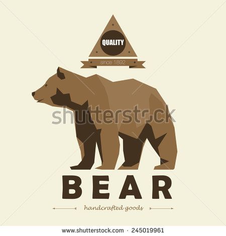 the bear is standing in front of a triangle with an inscription on it that says bear