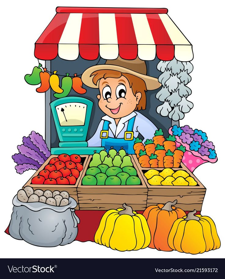 a boy selling fruits and vegetables at an outdoor market stock photo - 958972