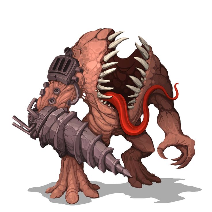 an image of a creature with large teeth and horns on it's back legs