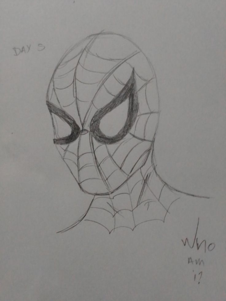 a drawing of a spider man with his eyes closed