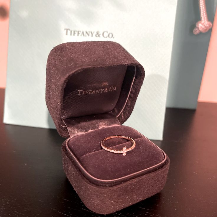 Tiffany & Co T Band In Rose Gold. Authentic, Amazing Condition. Truly Stunning Ring. Need To Size Up So Hoping To Sell This One To Get It! Tiffany And Co Rose Gold, Jewelry Tiffany, Tiffany Co Jewelry, Rose Gold Color, Tiffany & Co., Womens Jewelry Rings, Get It, To Sell, Gold Color