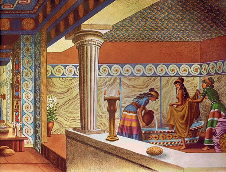 an egyptian scene with men and women in ancient dress drinking water from the well - known urn