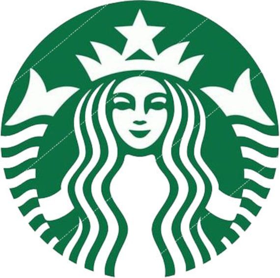 the starbucks logo is green and white with stars on it's head, as well as an image of a woman's face