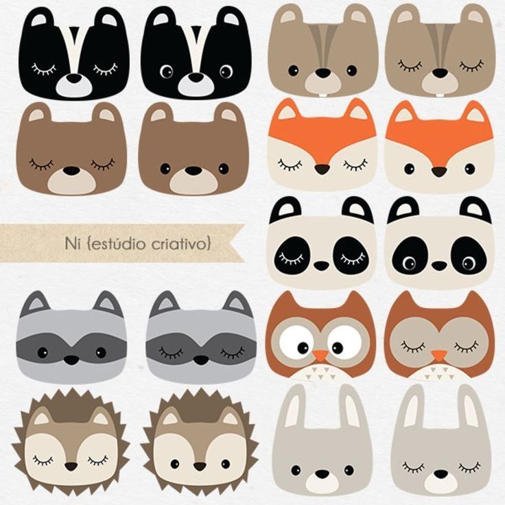 an assortment of animal masks with eyes and ears, including cats, raccoons, foxes, and other animals