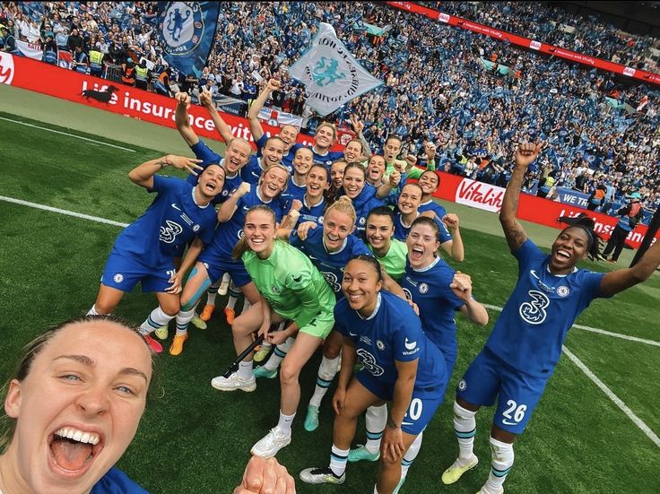 the women's soccer team is celebrating their victory