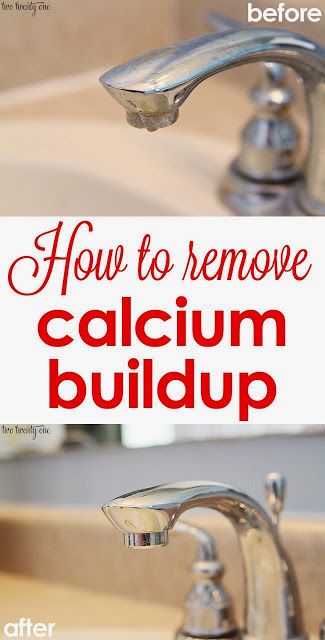 a faucet with the words how to remove caulum buildup