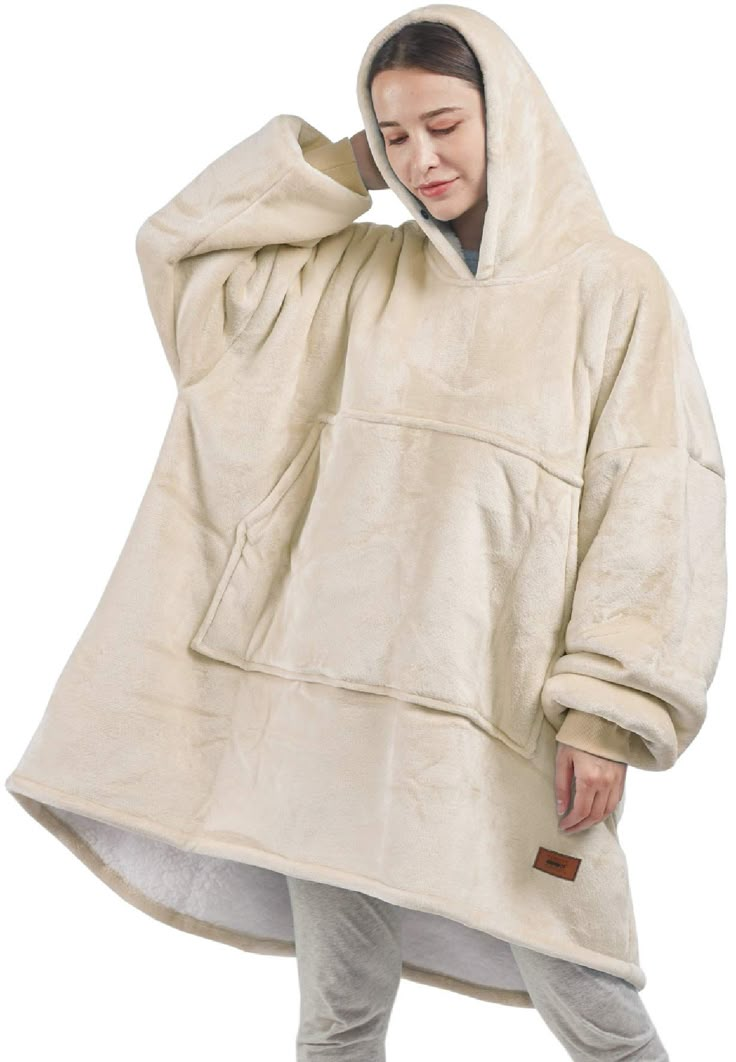 PRICES MAY VARY. WHY WEAR A BLANKET? EVERYONE lounges around their own home in the same comfy clothing, whether it's pajamas or comfy oversized blankets. Now you can conveniently wear a soft sherpa big hoodie every day in your home or even outside. FLUFFY SHERPA INTERIOR, SILK-FLEECE EXTERIOR: DONT YOU HATE IT WHEN your cold and your hoodie or blanket rides up on your belly, arms and ankles?! Never worry about cold air sneaking in with our wearable blanket, the arms have elastic cuffs to stay in Big Hoodie, Big Hoodies, Comfort Hoodie, Comfy Clothing, Sweatshirt Blanket, Comfy Blankets, Oversized Blanket, Blanket Hoodie, Hoodie Oversize