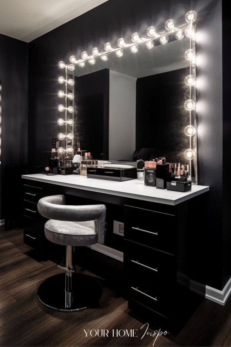 14 Gorgeous Makeup Room Ideas To Create An Organized And Beautiful Makeup Station Salon Station Set Up, Makeup Studio Decor Interior Design, Makeup Vanity Organization, Makeup Room Ideas, Makeup Studio Ideas, Makeup Studio Decor, Picture Comprehension, Makeup Beauty Room, Beauty Room Vanity