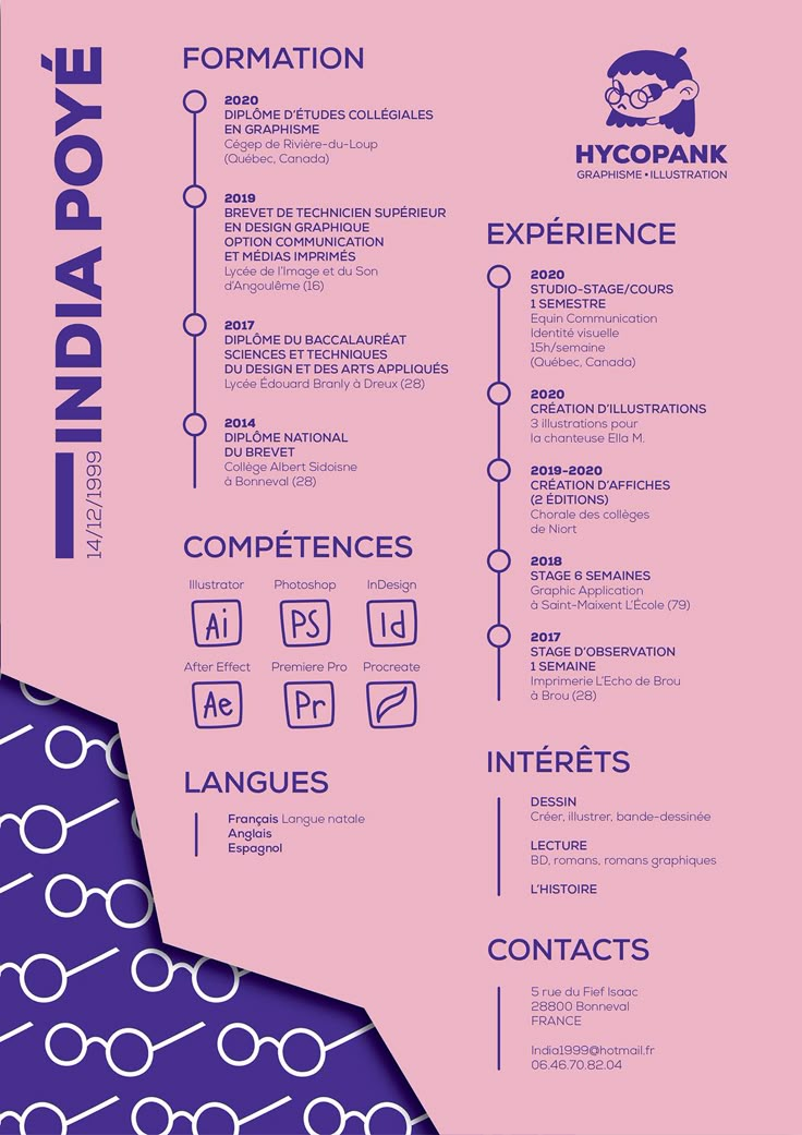 two different types of resumes are shown in purple and blue colors, with the same font