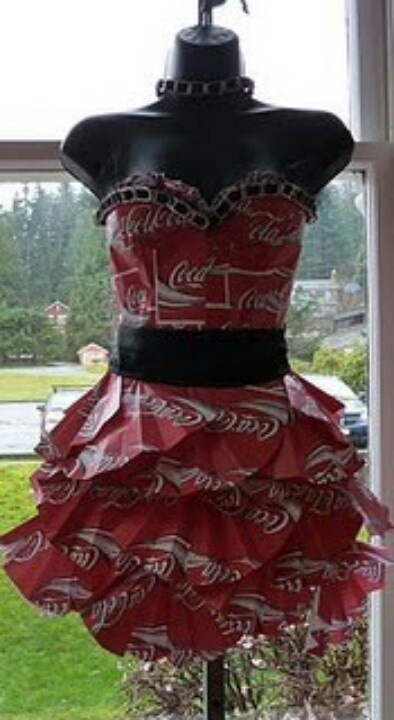 a dress made out of coca cola cans