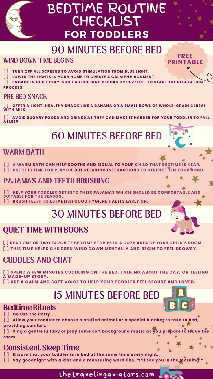 the bedtime routine for toddlers info sheet