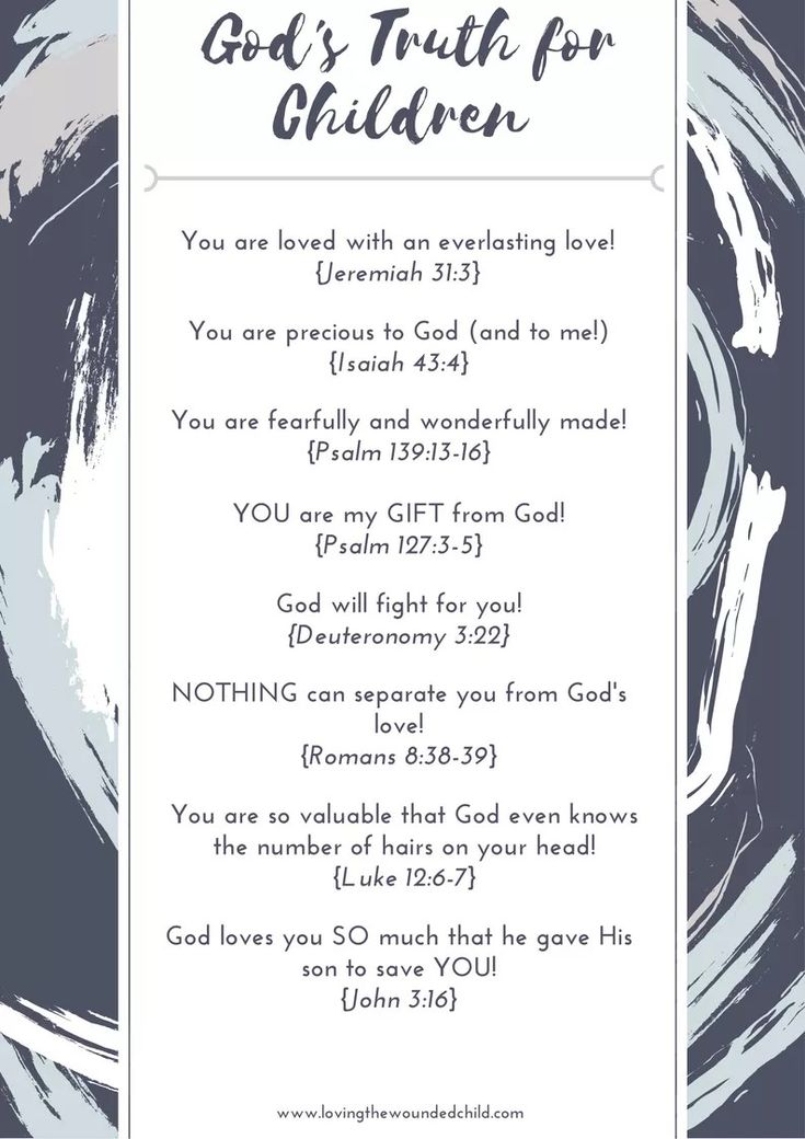 a card with the words god's truth for children written in blue and white