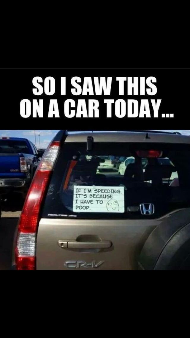 a car parked in a parking lot with the words so i saw this on a car today