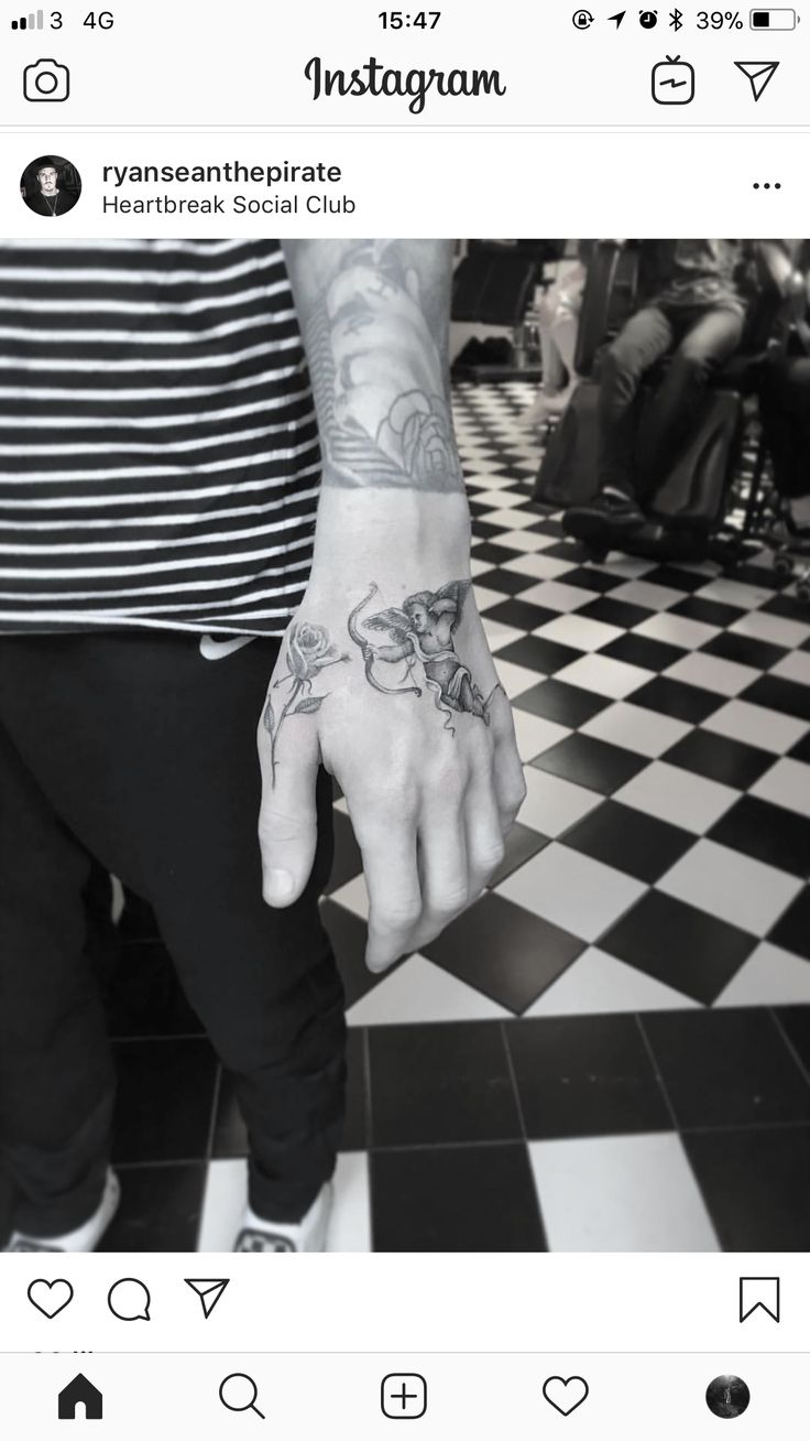 a person with a tattoo on their hand