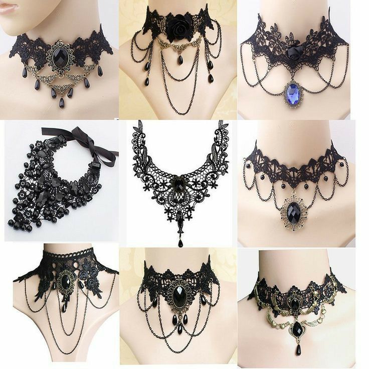 Black Lace Necklace, Gothic Choker Necklace, Black Lace Choker, Women Choker Necklace, Velvet Choker Necklaces, Gothic Chokers, Lace Neck, Lace Choker, Black Choker Necklace