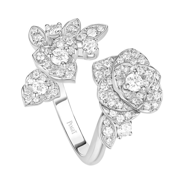 Piaget White Gold Diamond Ring G34UX800 Luxury White Gold Flower Ring With Brilliant Cut, Luxury Diamond White Flower Ring With Brilliant Cut, Luxury Brilliant Cut Diamond White Flower Ring, Luxury Diamond Flower Ring For Formal Occasions, Luxury Diamond Flower Ring For Formal Events, Luxury Diamond Cut Flower Ring, Luxury Diamond White Flower Ring With Single Cut Diamonds, Luxury White Gold Flower Ring For Formal Occasions, Luxury Cubic Zirconia Flower Ring In Brilliant Cut