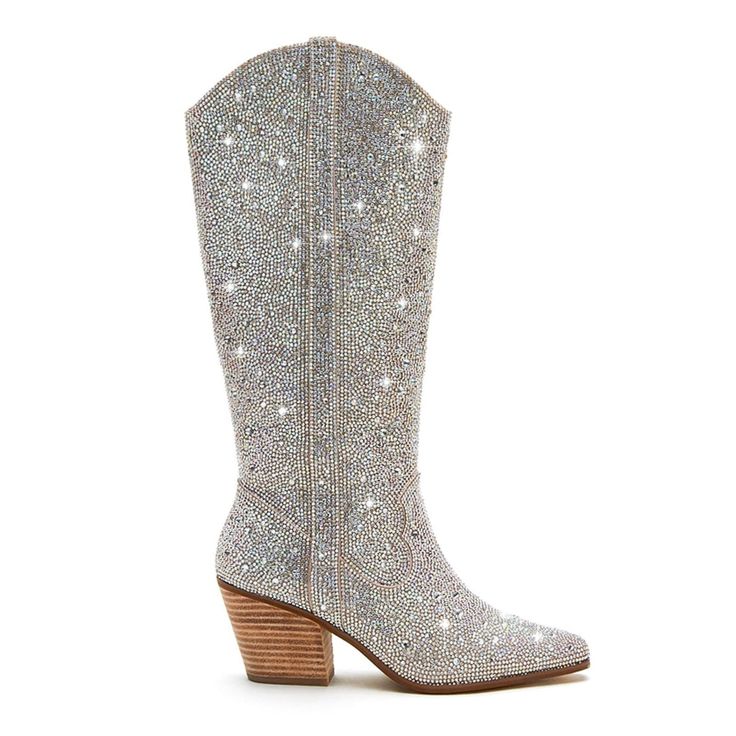 PRICES MAY VARY. This sparkly cowgirl boot has 2.36" stacked heel,faux leather rhinestone upper material,Synthetic lining These western-inspired booties with all-over rhinestone detail is a must have this season Rhinestone boots are fit true to size; If you have a wide foot, high instep or high arch-size up. if you are finding cute and comfortable boots for big feet, this is the one. Cowgirl boots are suitable for Casual, Party, Office, Gown, Dating, offer a fashion look and comfortable to walk Rhinestone Boots, Rhinestone High Heels, Matisse Shoes, Glitter Boots, Hot Boots, Comfortable Boots, Glitz And Glam, Thick Heels, Mid Calf Boots