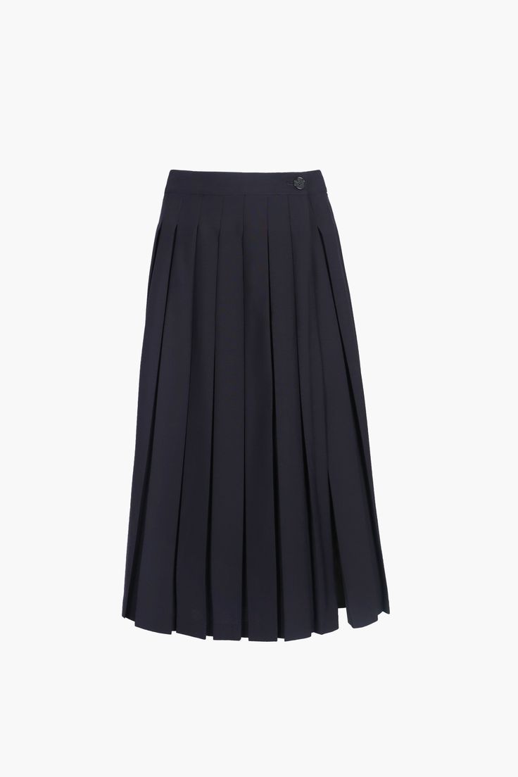 Pleated midi length skort in Dark NavyFeatures built in shorts Fully lined Made in NYC Fits true to sizeModel is 5'9 and wearing a size 4 Size Length Waist Hip 0 29 1/2" 26 1/2" 38" 2 29 3/4" 27 1/2" 39" 4 30" 28 1/2" 40" 6 30 1/4" 29 1/2" 41" 8 30 1/2" 30 1/2" 42" 10 30 3/4" 31 1/2" 43" 12 31" 33" 44 1/2" 55% Polyester, 45% Wool Size Guide + Shipping Info Monthly payments available at checkout with Affirm. Navy Skort For Workwear, Navy Pleated Skort, Classic Navy Lined Skirt, Navy Pleated Skirt Bottoms For Workwear, Navy Lined Skirted Skort, Navy Pleated Skirt For Workwear, Navy Skirted Skort, Navy Skirted Skort With Lined Skirt, Navy Pleated Skirt For Work