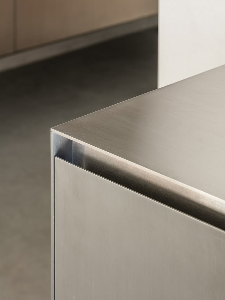 a stainless steel counter top in a kitchen