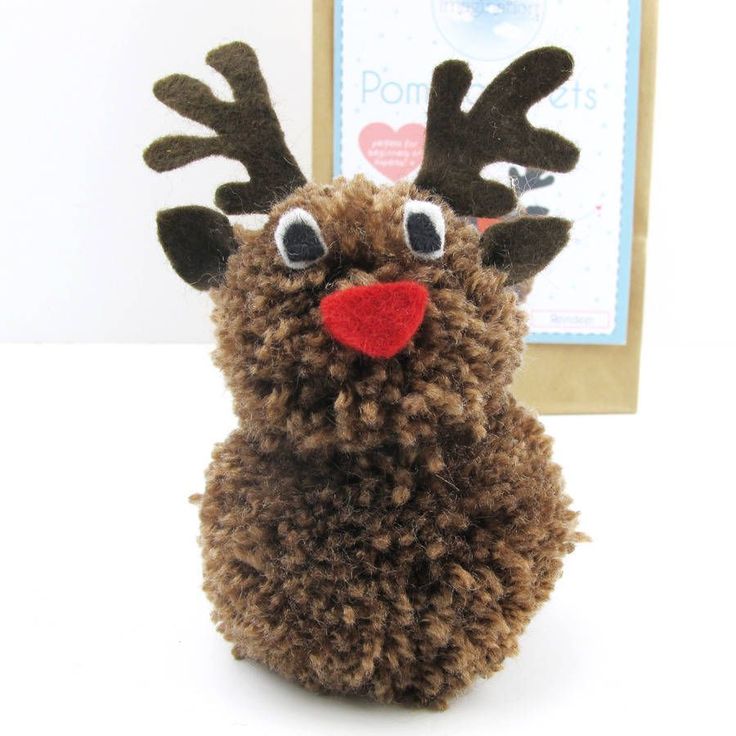 a brown stuffed animal with red nose and antlers on it's head sitting in front of a frame