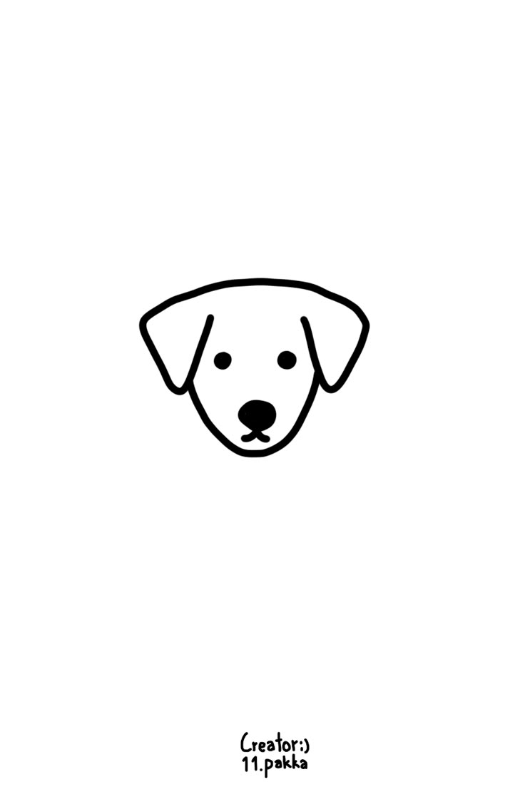 a black and white drawing of a dog's face