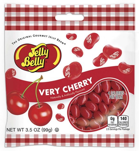 jelly belly cherry candy bag with cherries